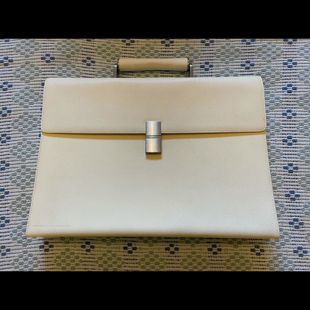 NWT Porsche Design Luggage P’2000 Cream Leather Brief Bag